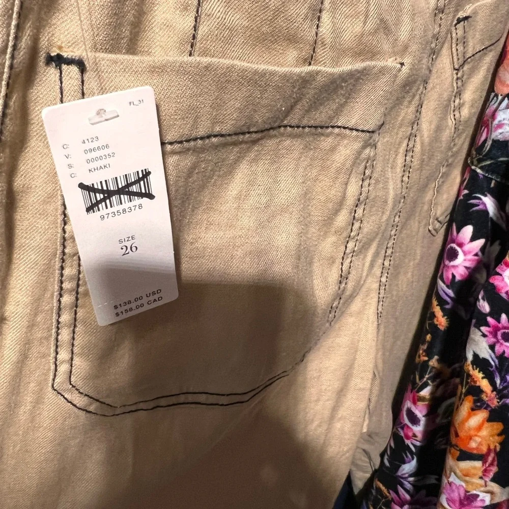 Anthropologie Maeve Colette Cropped Wide-Leg Pants Contrast-Stitch Linen Edition - Picture 5 of 5